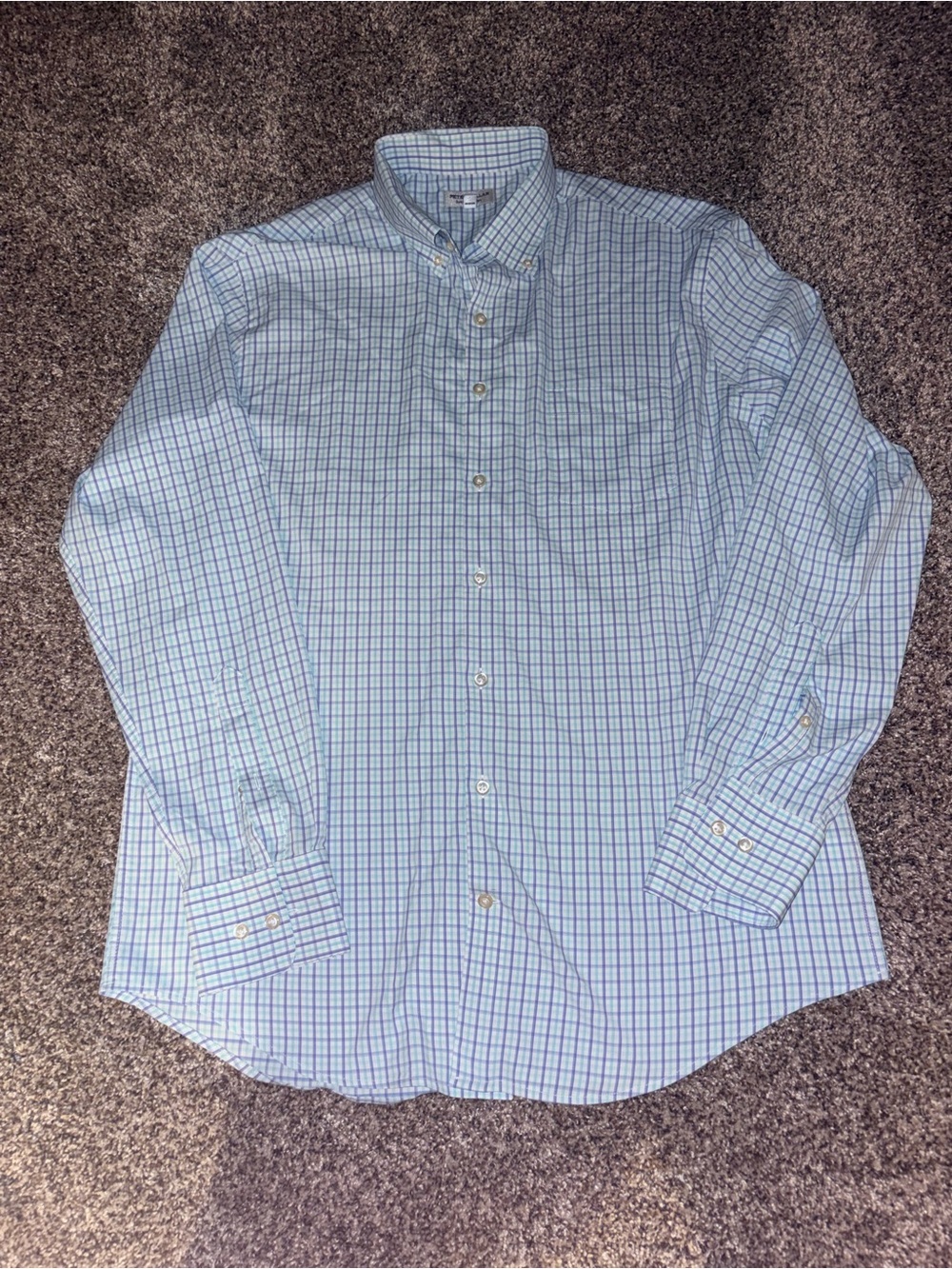 Peter Millar Summer Comfort Men's Light Blue Plaid Button-Down Shirt